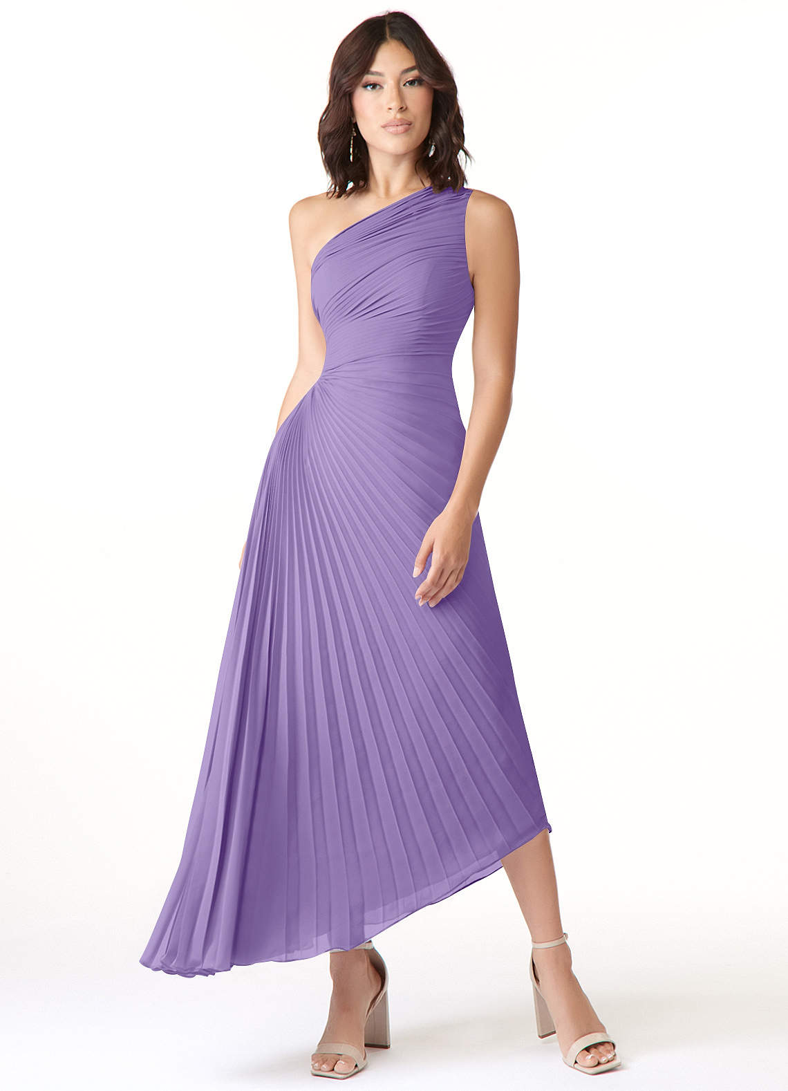 Azazie Kirra Bridesmaid Dresses Tahiti A-Line One Shoulder Chiffon Dress image1