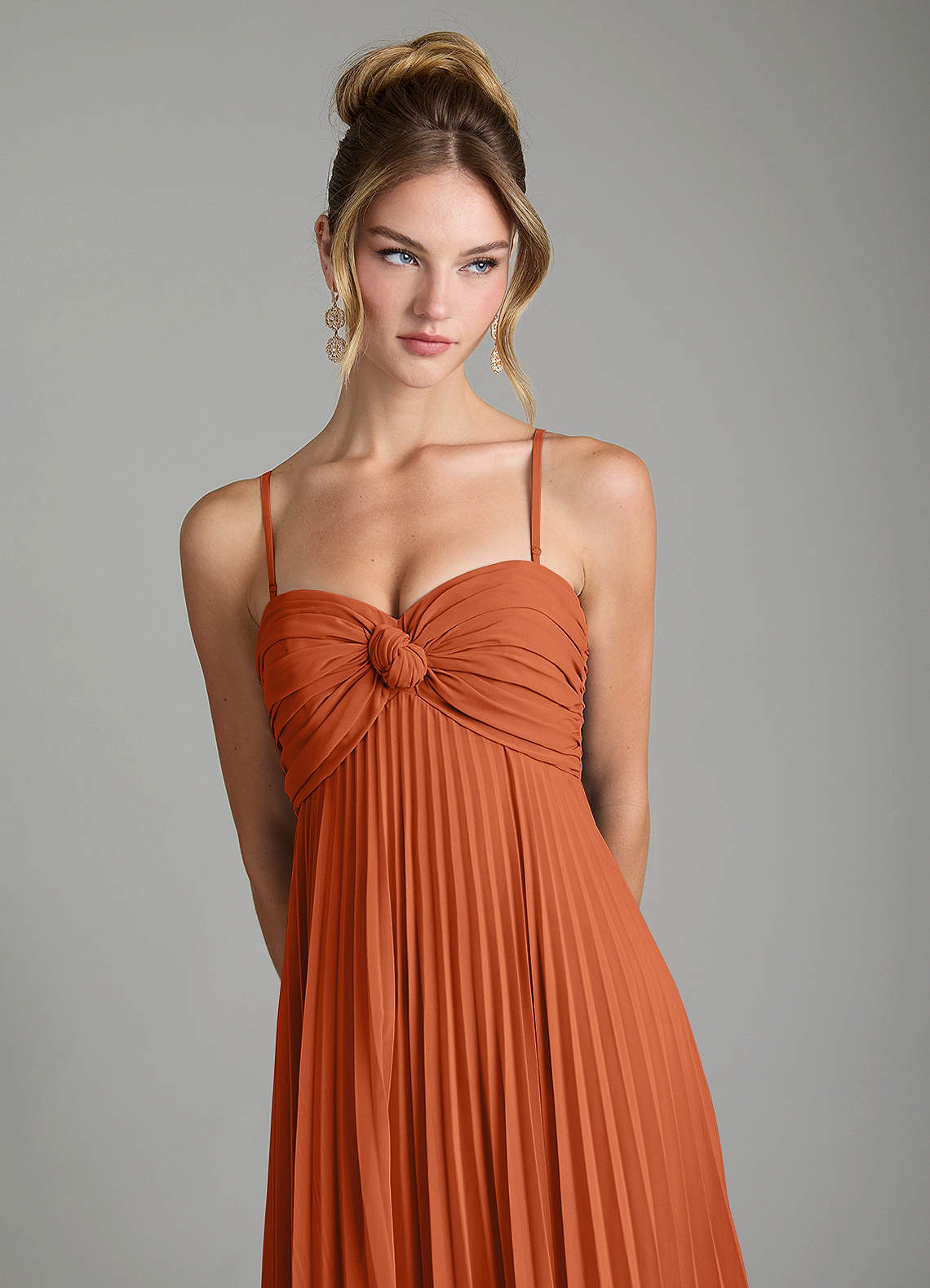 Azazie Tempest Burnt Orange Chiffon Bridesmaid Dresses | Azazie