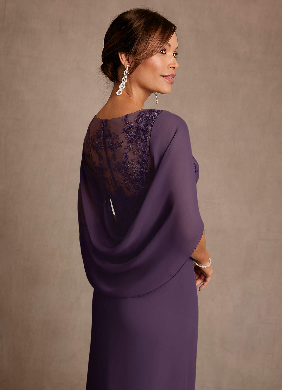 Azazie Santa Clara Mother of the Bride Dresses Plum A-Line Lace Dress image5