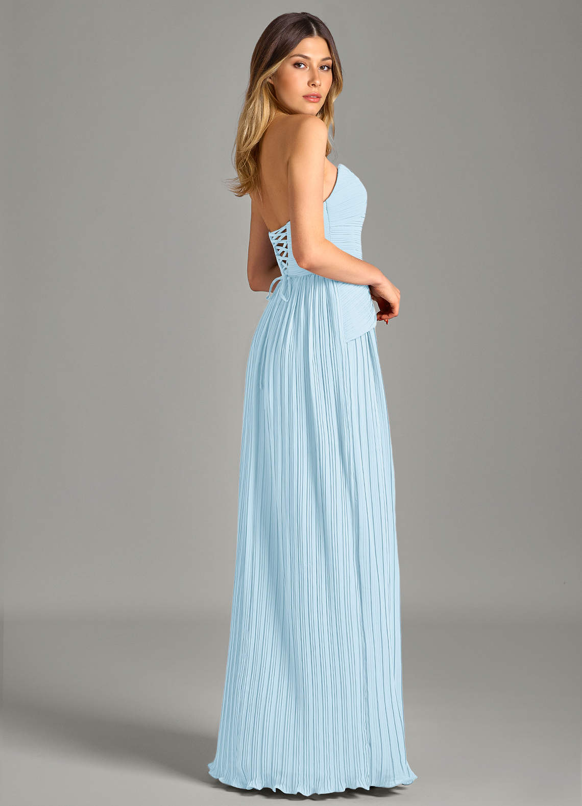 Azazie Becka Brudepigekjoler En streg Stropløs Chiffon Gulv-længde Kjole image4