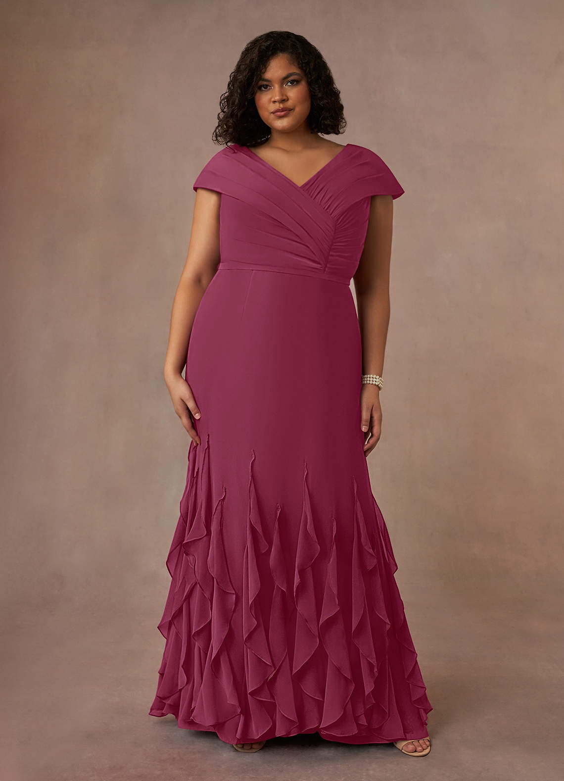 Azazie Bailora Abiti per la Madre della Sposa Abito Sirena in Chiffon Increspato Gelso image1