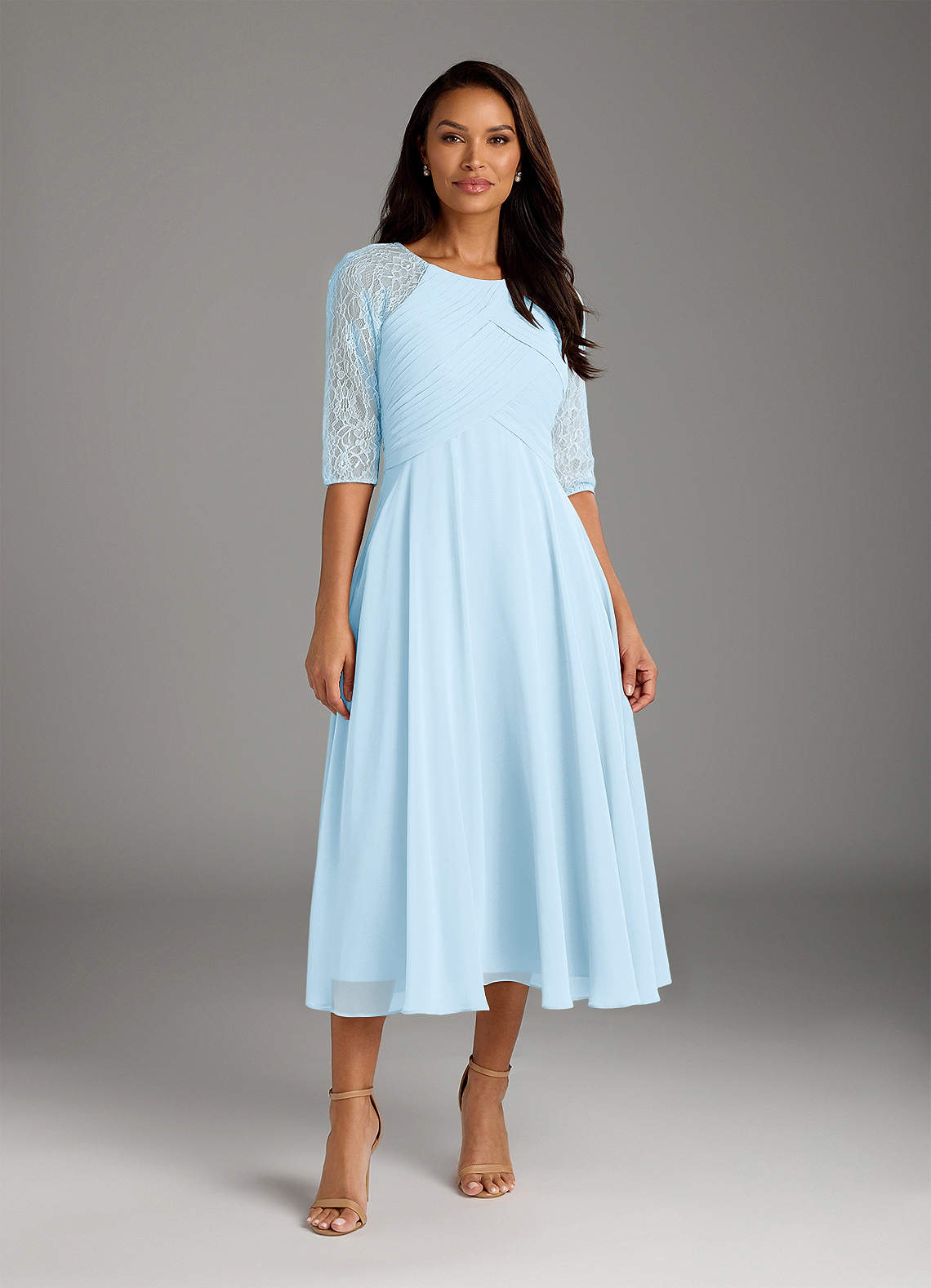 Azazie Dorothea Mother of the Bride Dresses Sky Blue A-Line Scoop lace Chiffon Dress image1
