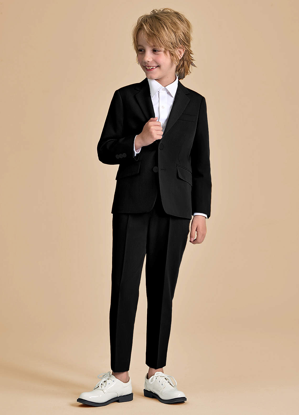 front Oliver Boys Black 2-Piece Suit