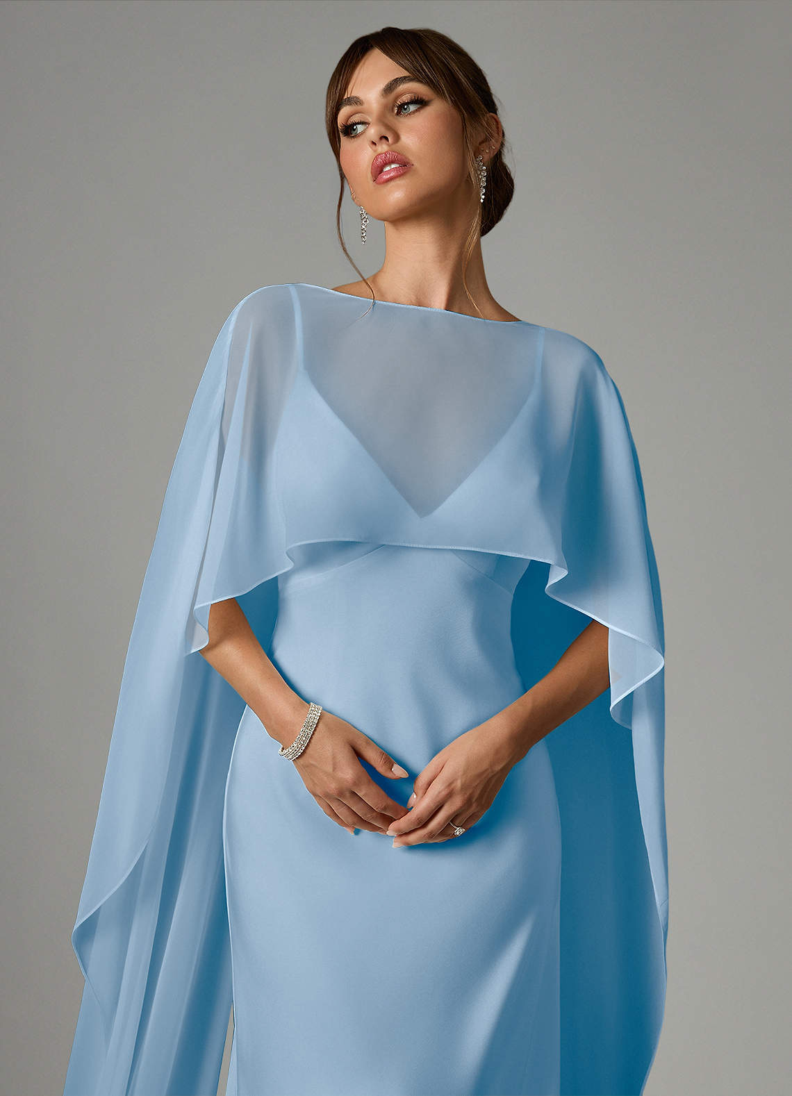 Azazie Stefania Bridesmaid Dresses Powder Blue A-Line Stretch Satin Dress image4
