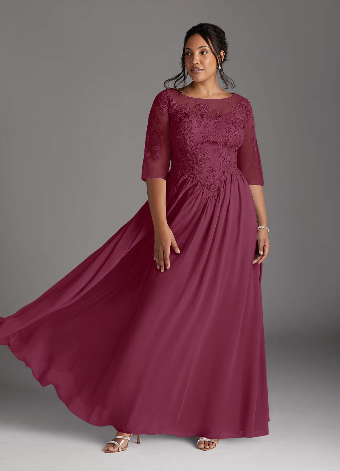 Azazie Mirielle vestidos de madre de la novia Vestido de Mora de Gasa de Corte En A con Encaje Scoop image6