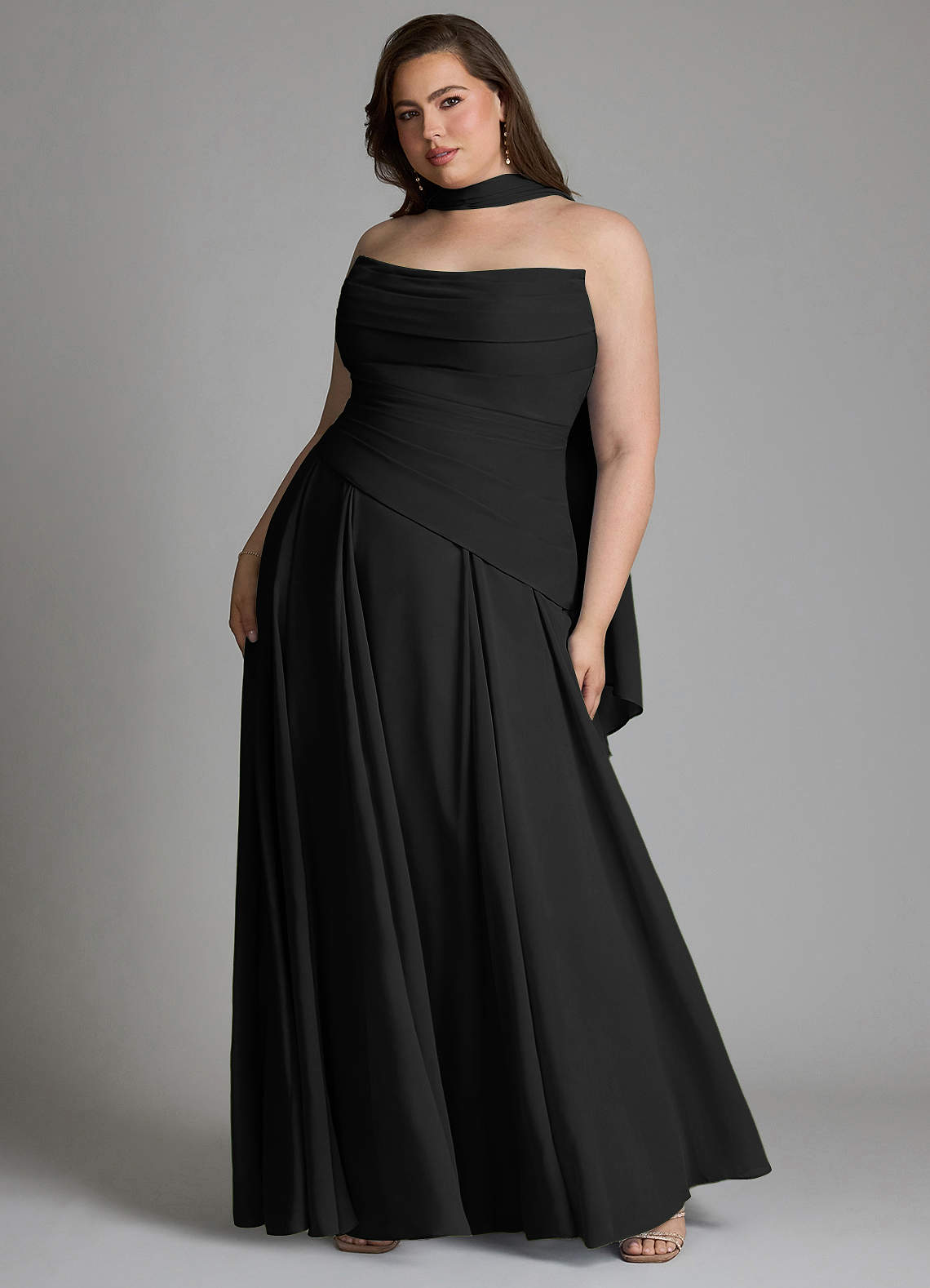 Azazie Gabriela Bridesmaid Dresses Black A-Line Corset Chiffon Dress image12