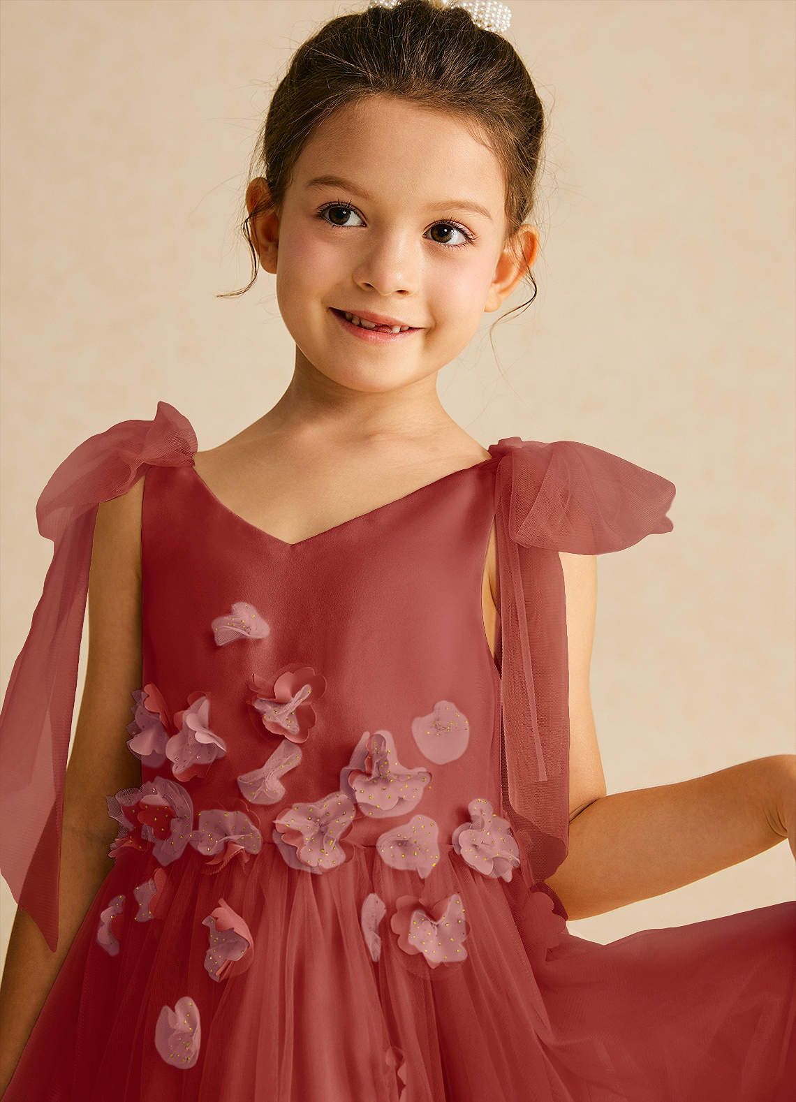 Azazie Minia Terracotta A-Line Bow Matte Satin Dress | Azazie CA