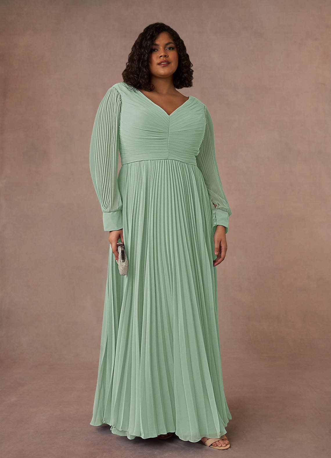 Azazie Zina Mother of the Bride Dresses Agave A-Line Pleated Chiffon Dress image1