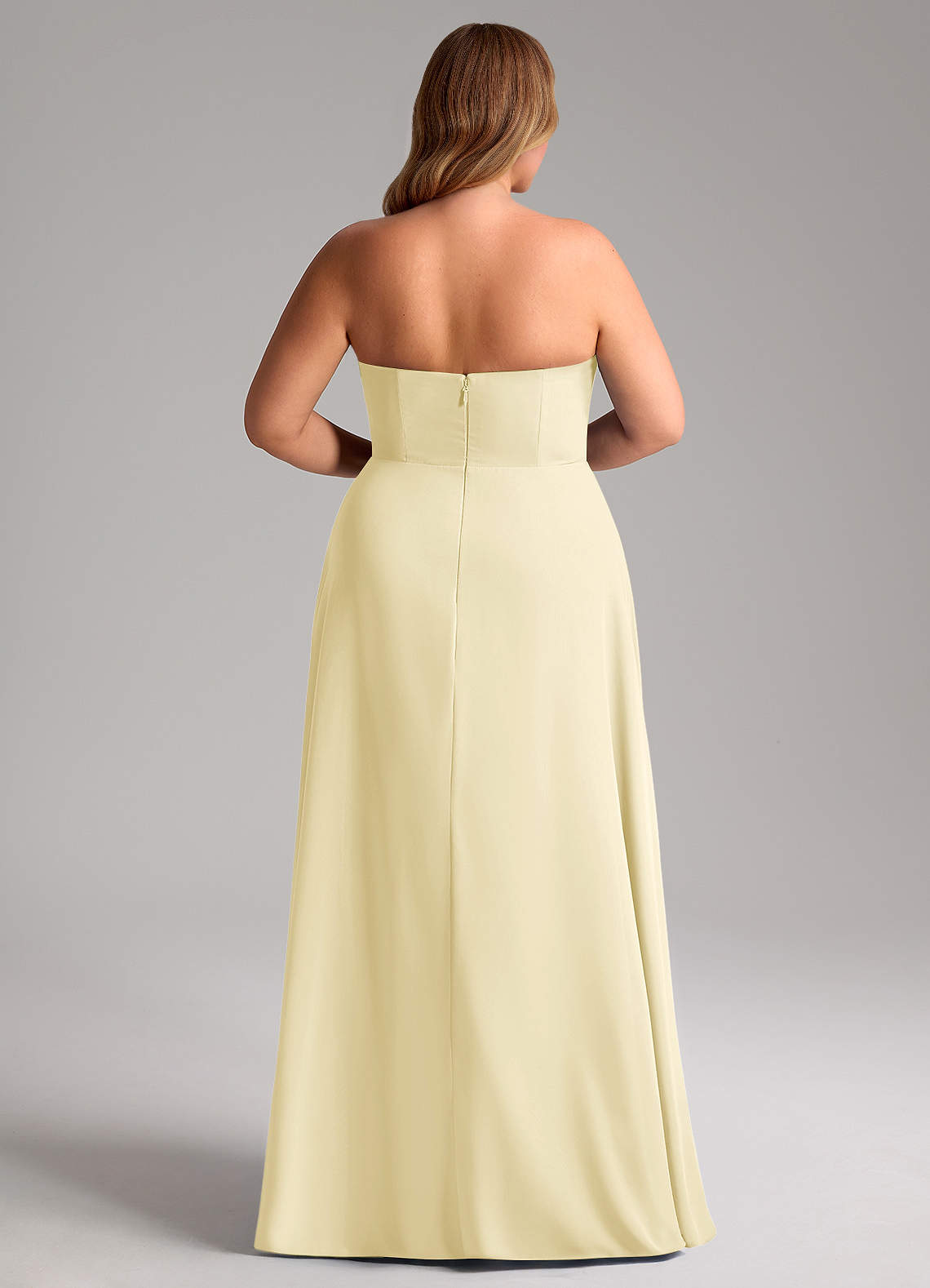 Azazie Wren Robes de demoiselle d'honneur Robe Trapèze Convertible en Mousseline de soie Fente Latérale Sorbet Citron image13
