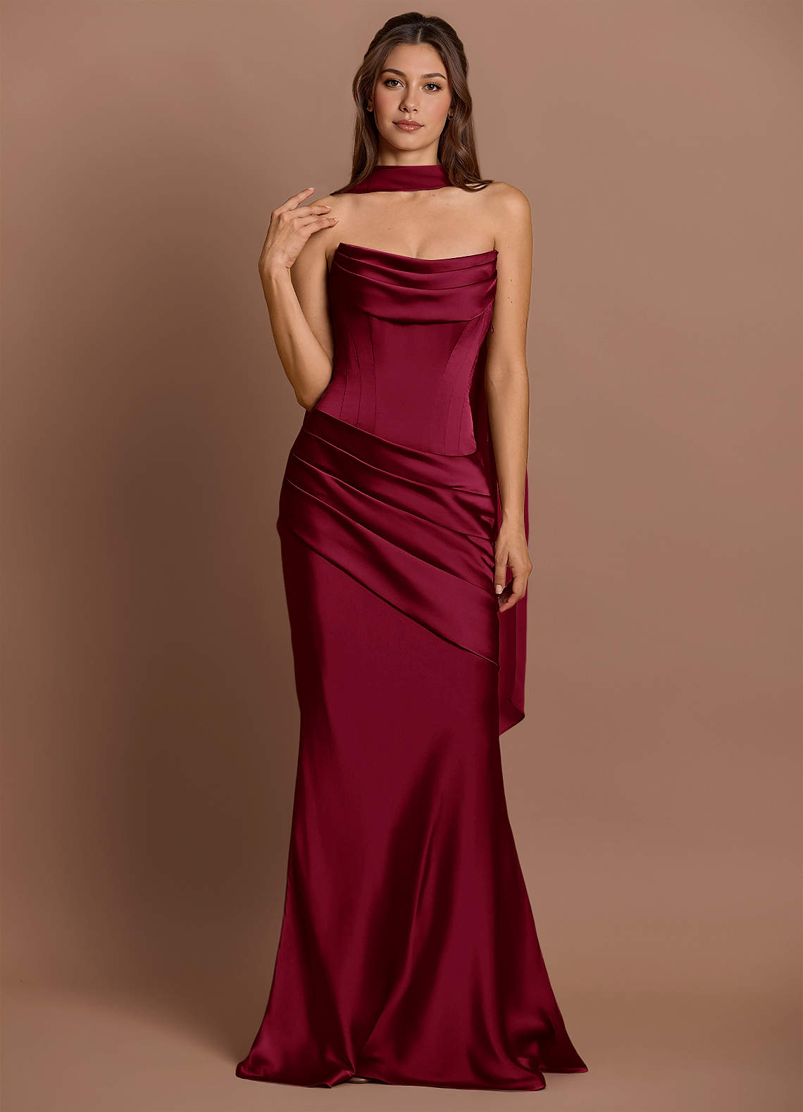 Azazie Merlot Sleeveless Mermaid Evening Dress / Gown
