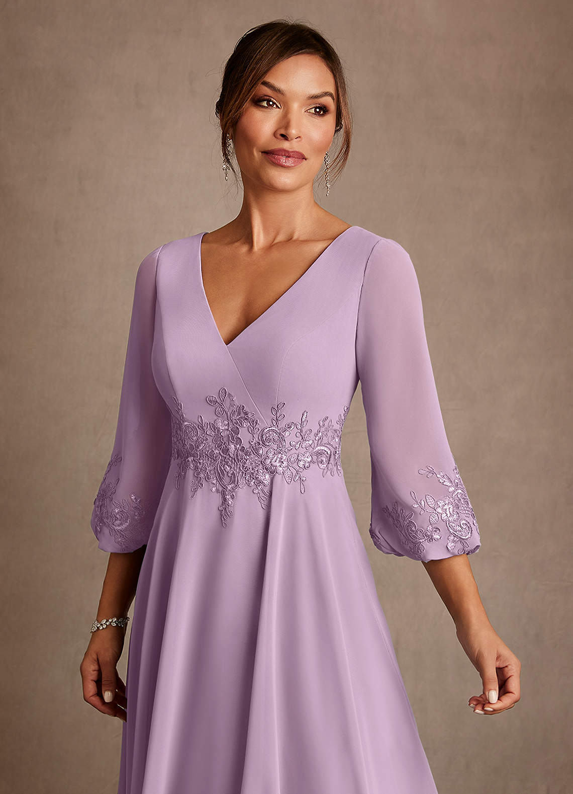 Azazie Ana Mother of the Bride Dresses Wisteria A-Line Lace Chiffon Dress image4