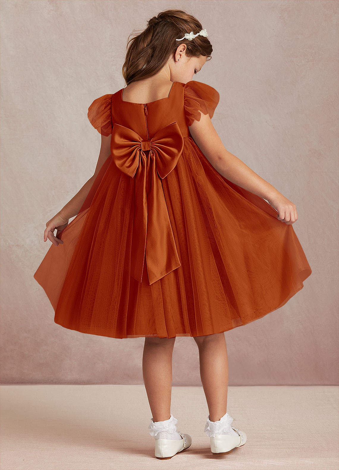 Azazie Kalio vestidos de niña de las flores Vestido de Pimenton de Tul de Corte En A con Con mangas image1