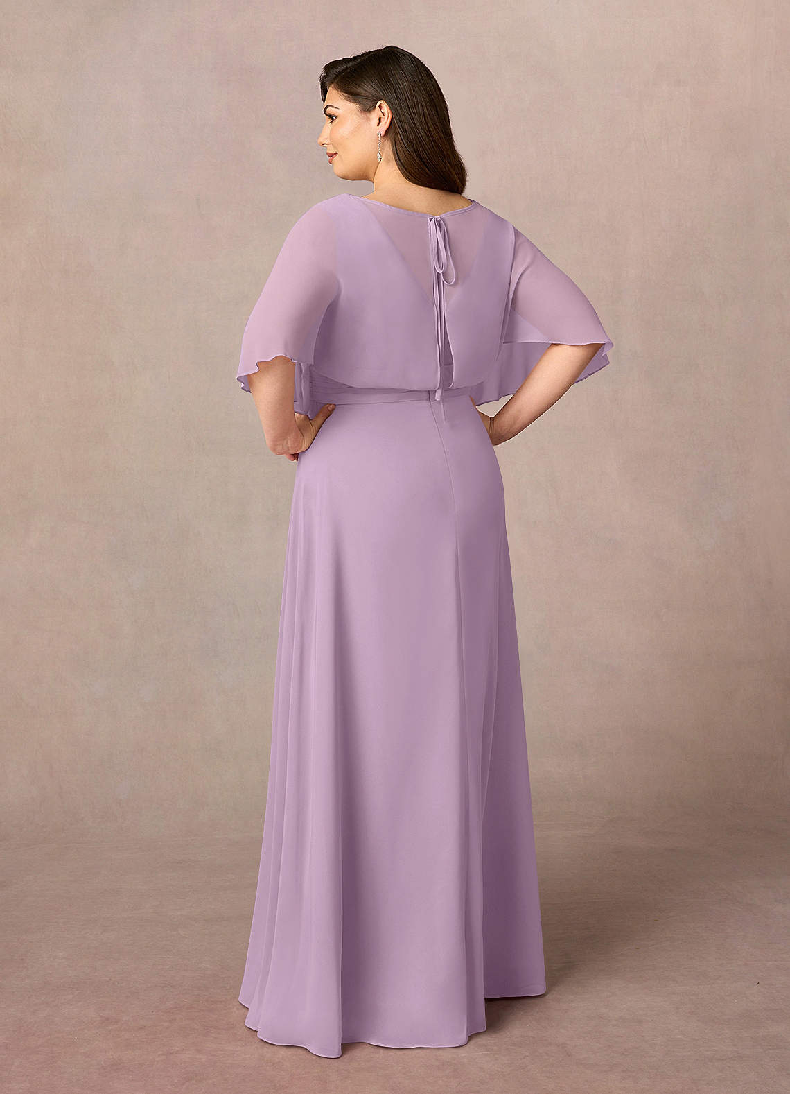 Azazie Oksana Wisteria A-Line V-Neck Pleated Chiffon Dress