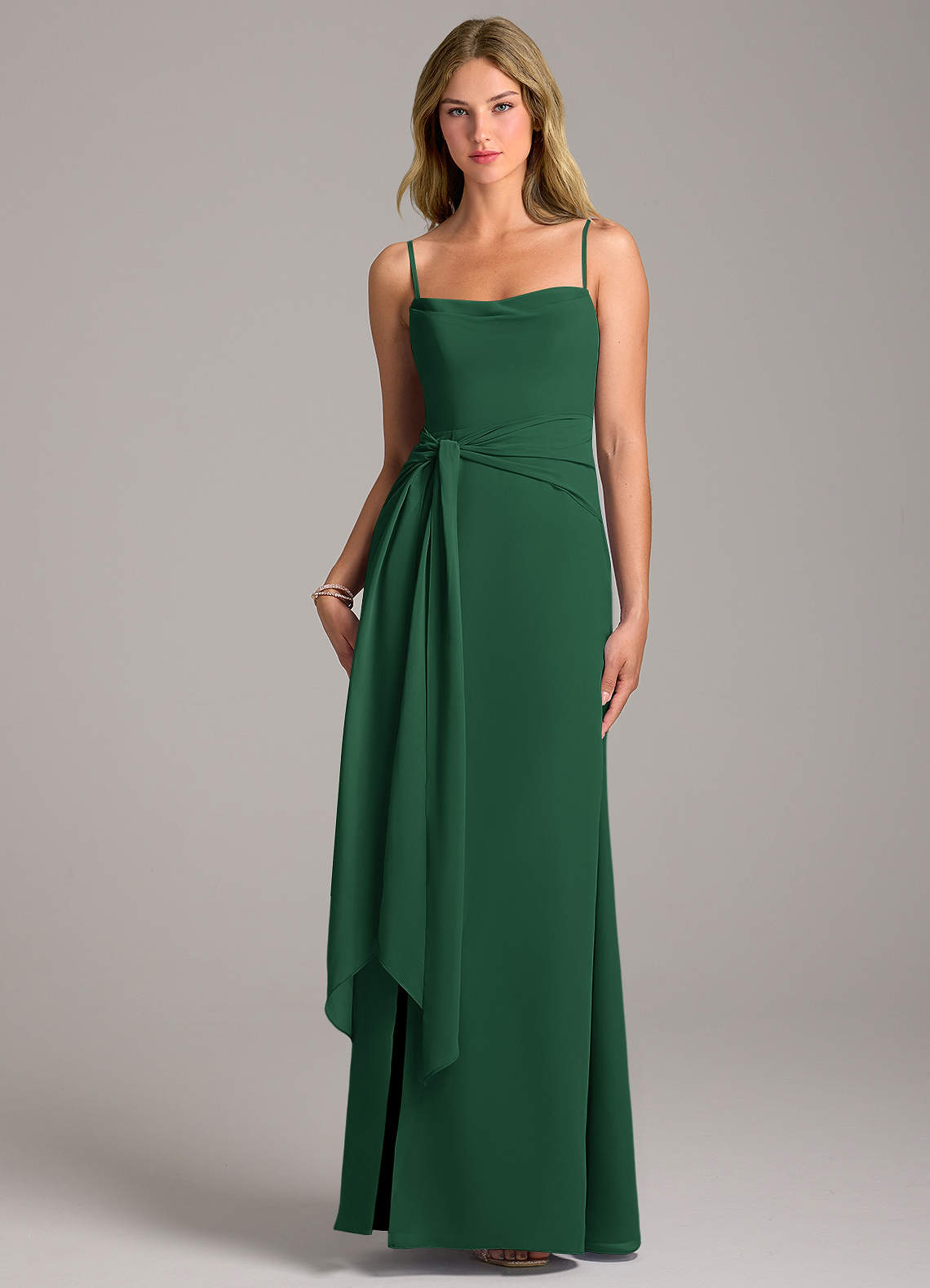 Azazie Tahlia Dark Green Chiffon Bridesmaid Dresses | Azazie