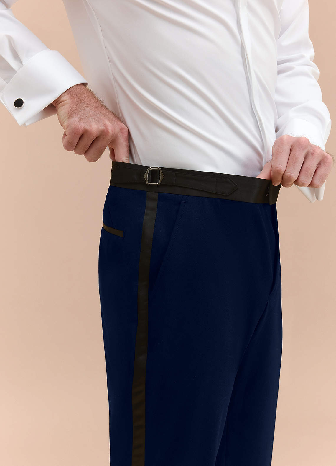 front Classic Navy Blue Tuxedo Pants