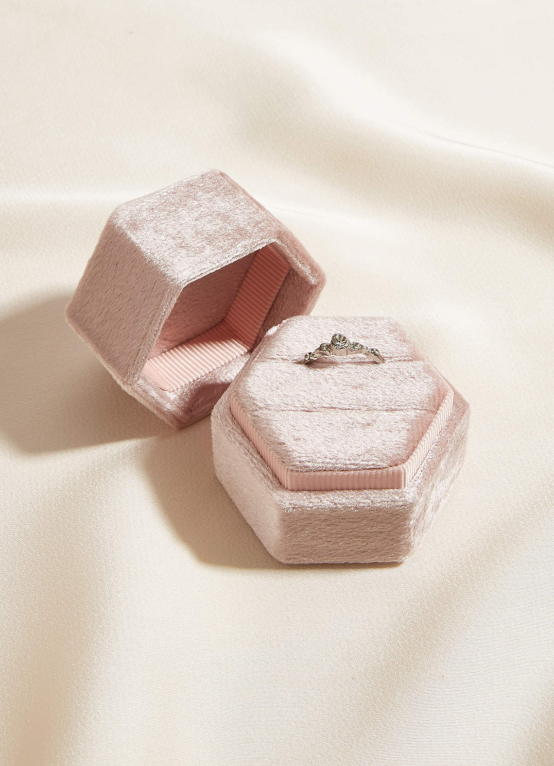 front Hexagon Velvet Ring Box