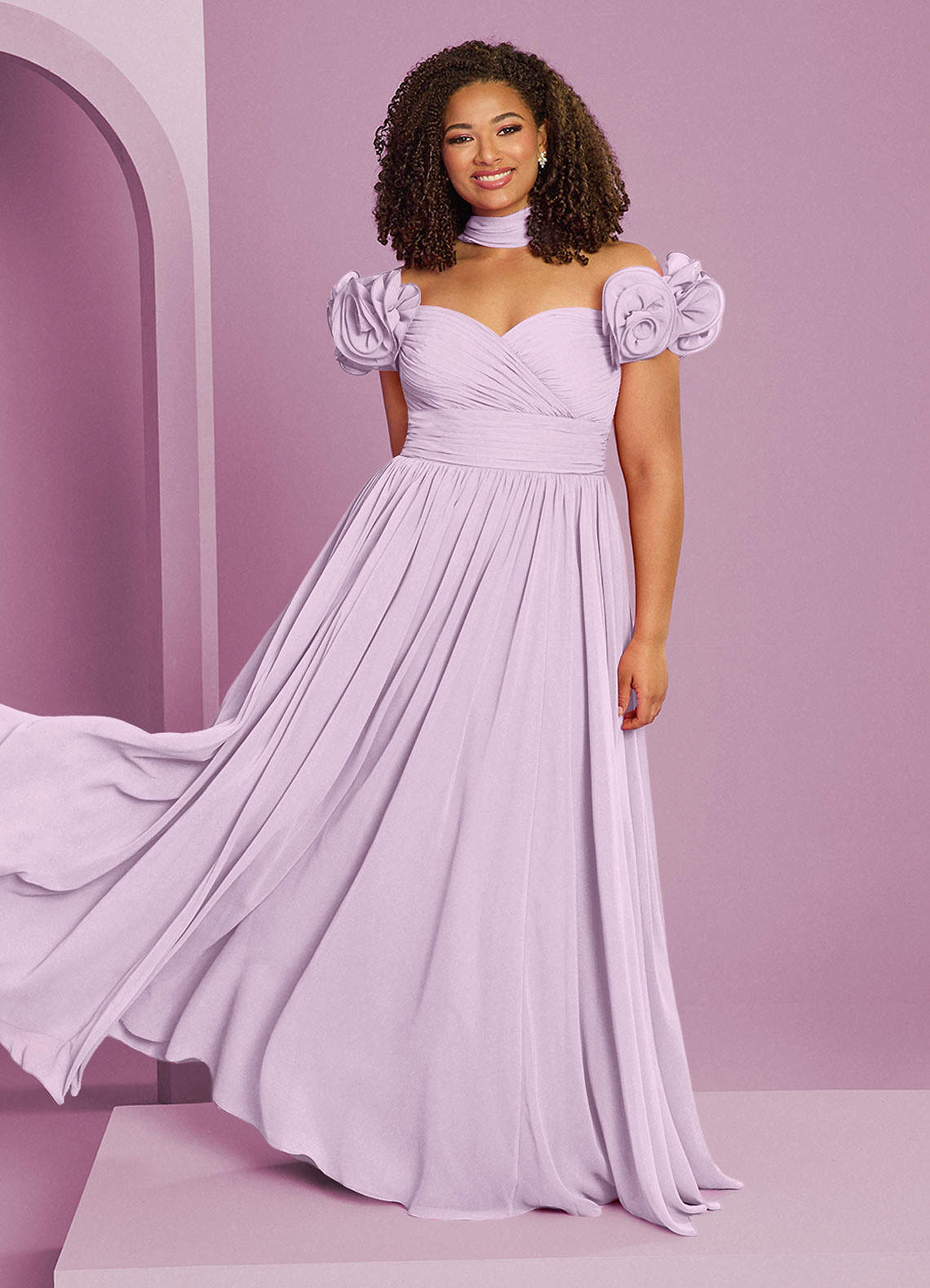 Barbie ♥ Azazie Bridesmaid Dresses Frosted Lilac A-Line Off the Shoulder Chiffon Convertible Dress image1