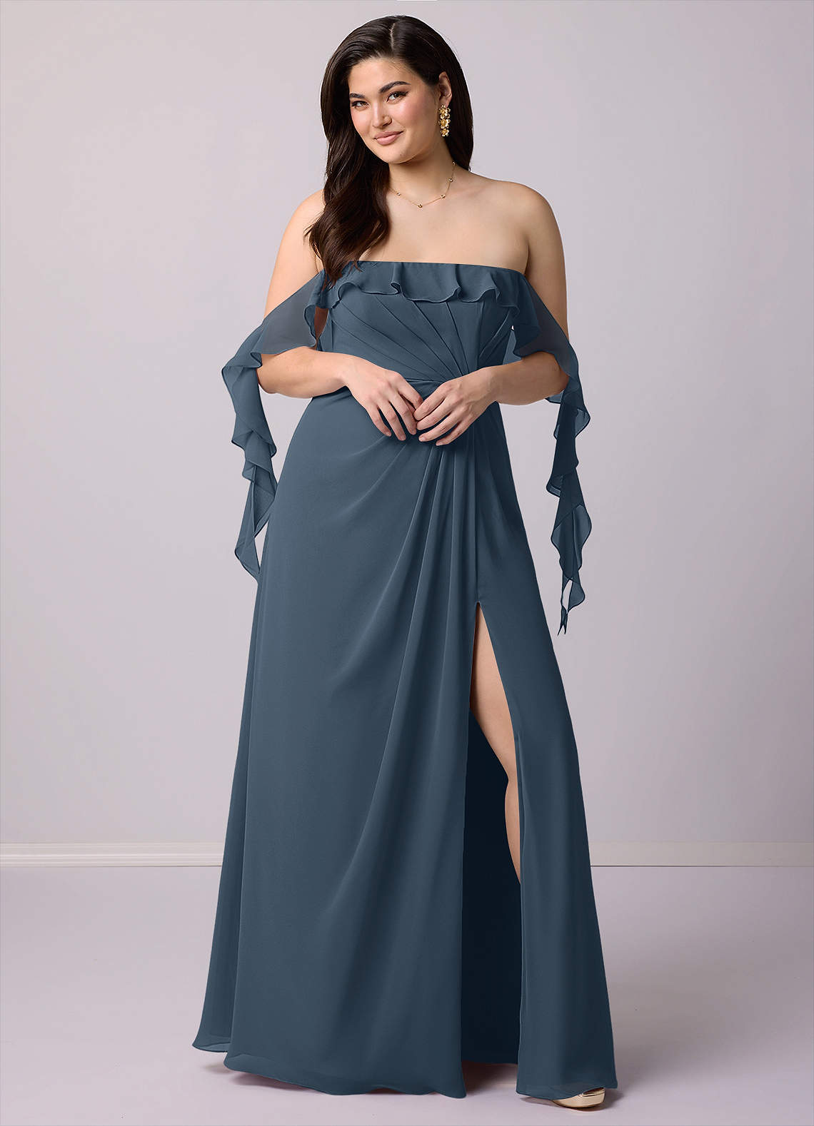 Barbie ♥ Azazie Bridesmaid Dresses Neptune A-Line Off the Shoulder Chiffon Convertible Dress image9