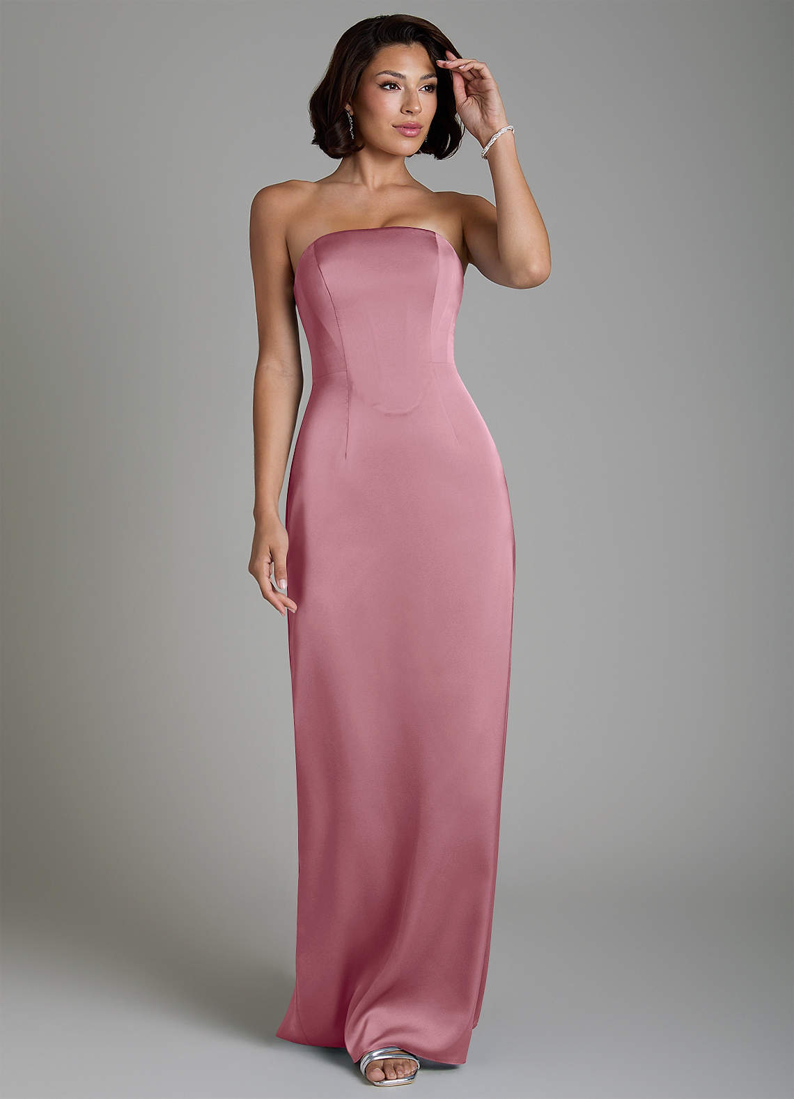 Azazie Fallyn Vintage Mauve Stretch Satin Bridesmaid Dresses