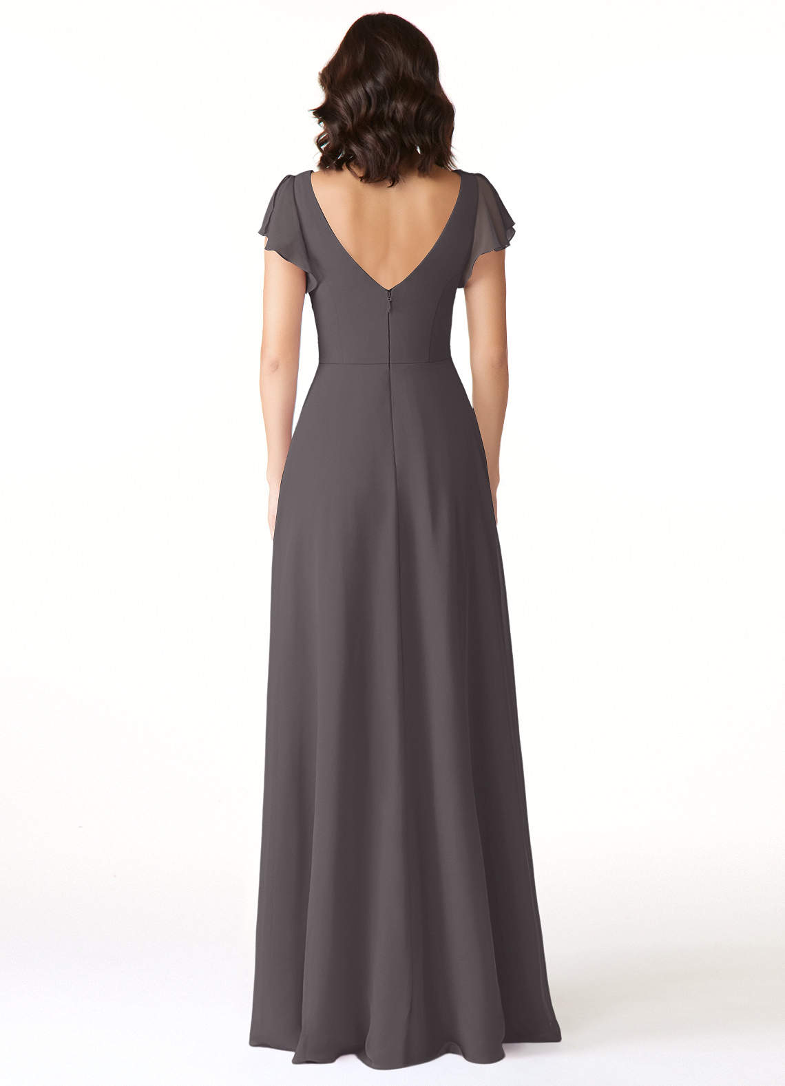 Azazie Omari Bridesmaid Dresses Steel Grey A-Line Chiffon Dress image1