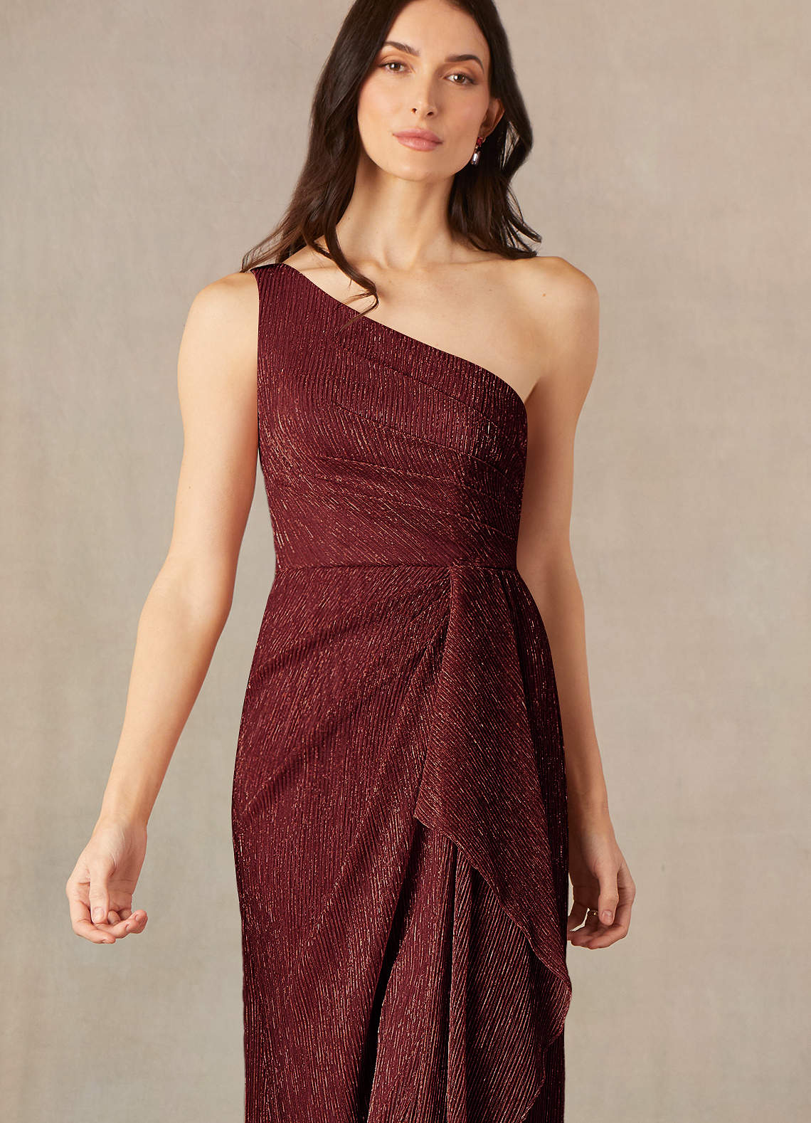 Azazie Jocelyn Mother of the Bride Dresses Ruby Sheath One Shoulder Metallic Mesh Dress image3