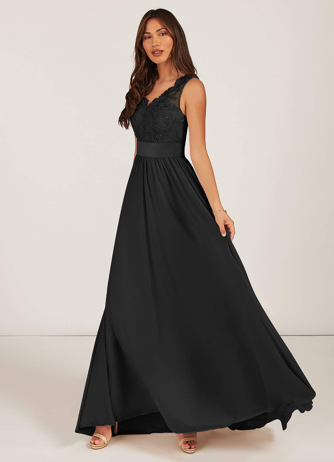 chinese dress ladies Black Halter Lace Top Long Mermaid Bridesmaid Dresses main image 0