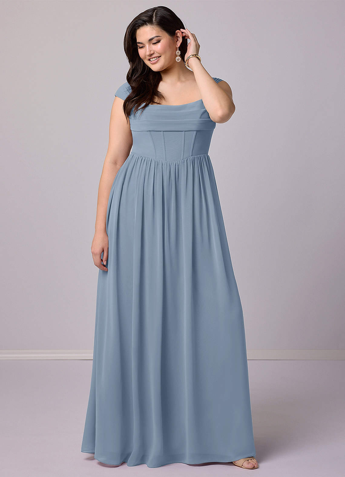 Barbie ♥ Azazie Bridesmaid Dresses A-Line Corset Chiffon Floor-Length Dress image8