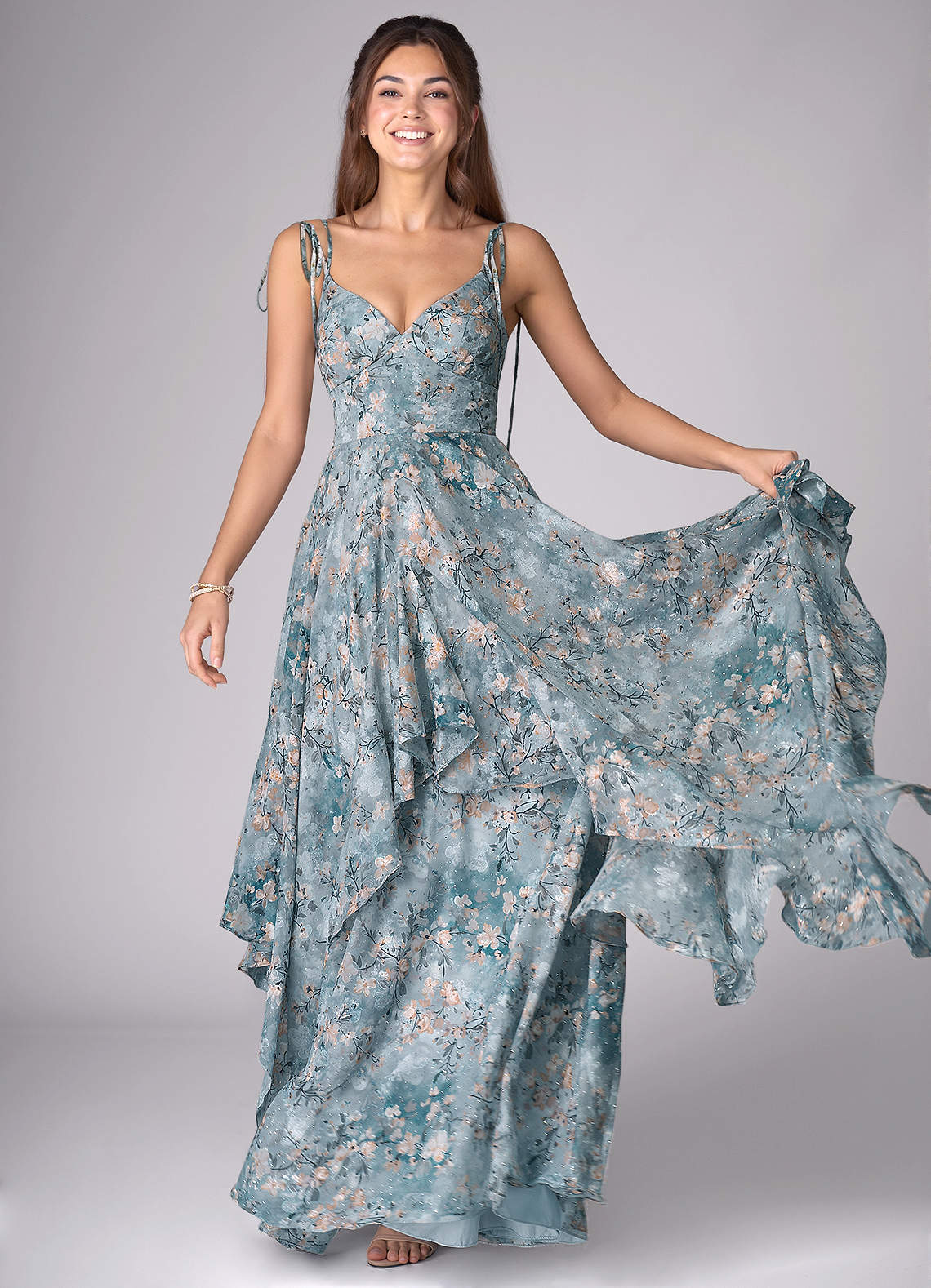 sherri hill blue dress Floral Illusion Lace Prom 57540 color:DUSTY BLUE size-4xl Brown Shades - Drawing