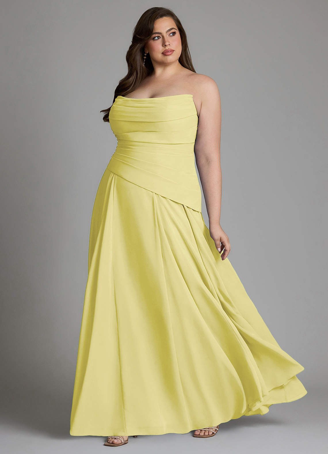 Azazie Gabriela Bridesmaid Dresses Lemon Sorbet A-Line Corset Chiffon Dress image16