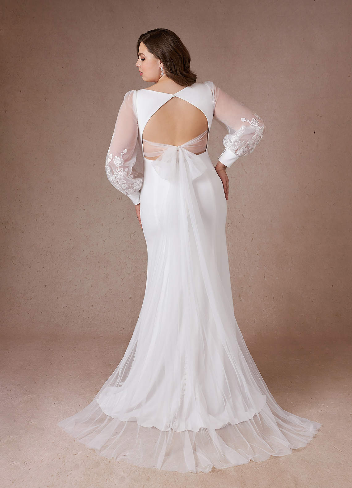 Azazie Yunifer Wedding Dresses Mermaid V-Neck lace Stretch Crepe Chapel Train Dress image1