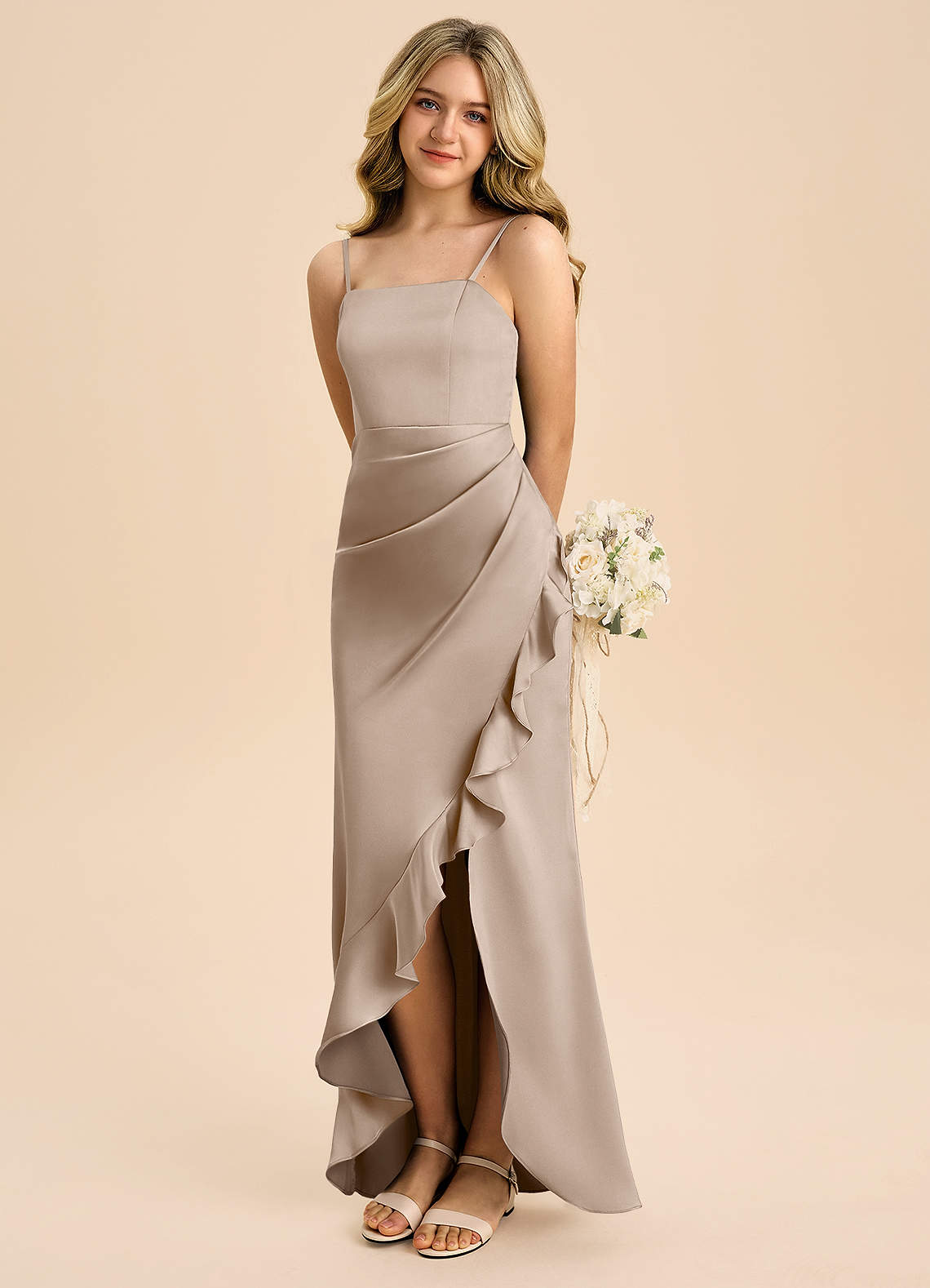 azazie bridesmaid dress Sheath Straight Floor-Length Stretch Satin Junior Dresses Size:Large (4-5T) XS (6) Wyongtao Women Plus Size Desert rose and a floor