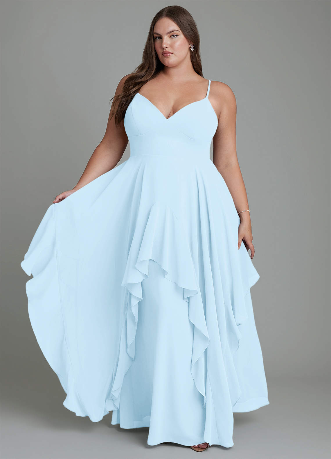 Azazie Zaina Bridesmaid Dresses Sky Blue A-Line Chiffon Dress image1