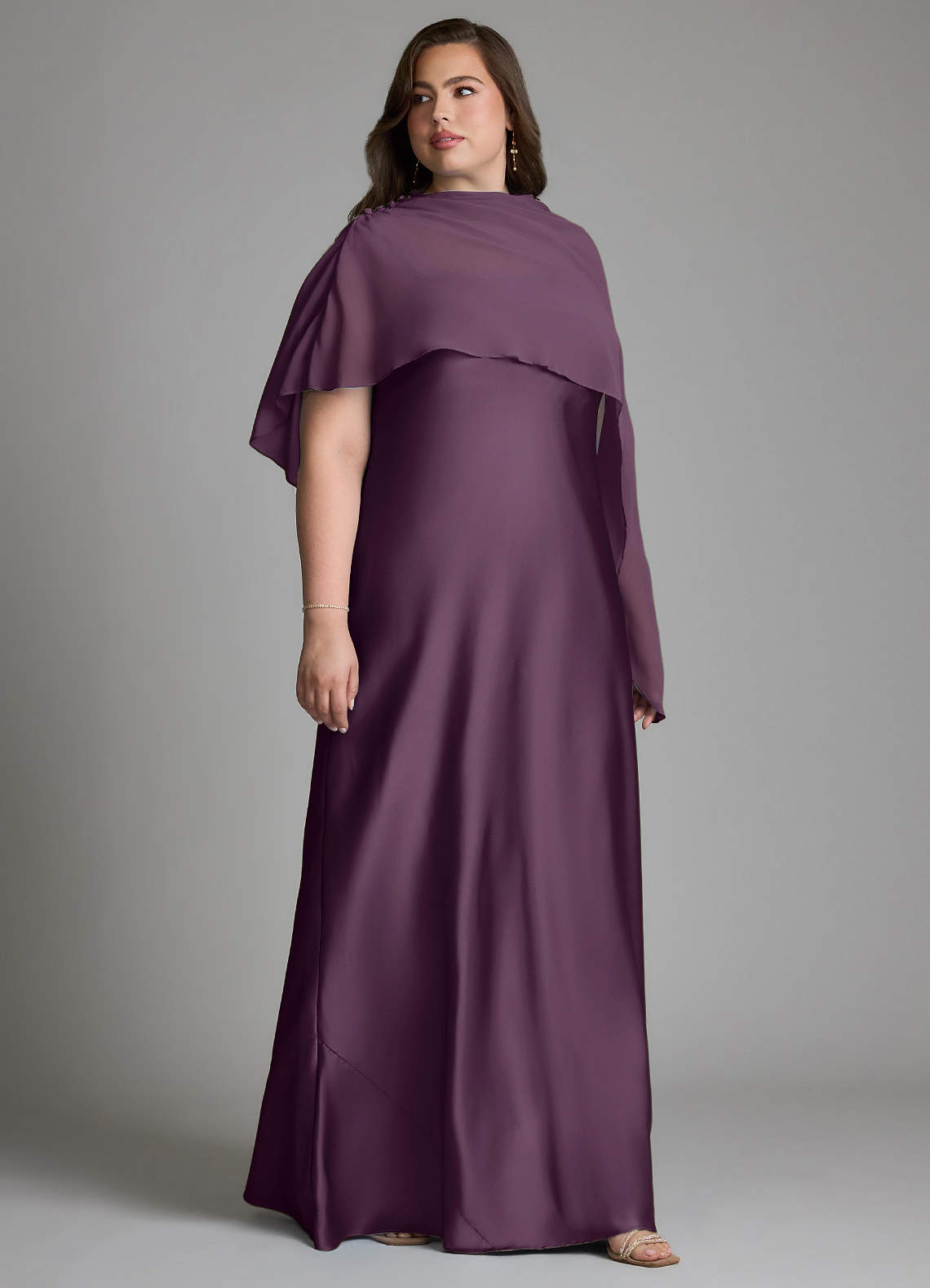 Azazie Jaleesa Bridesmaid Dresses Plum Sheath High Neck Stretch Satin Dress image10