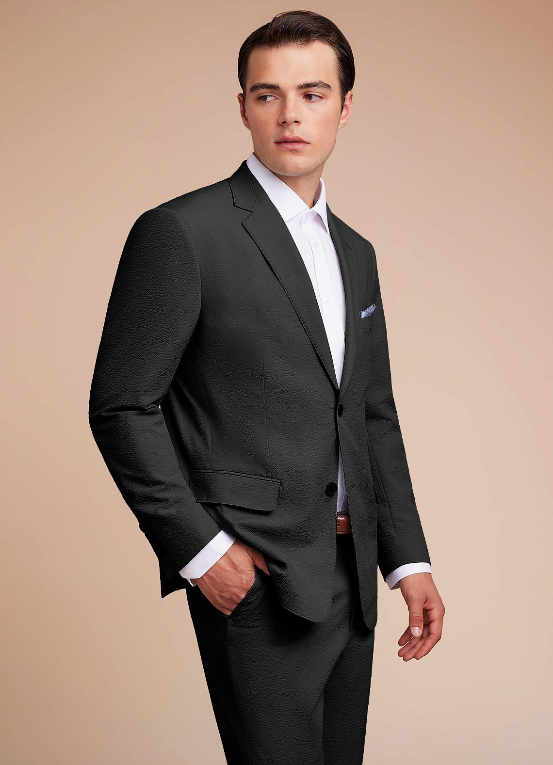 front Miles Black Seersucker Suit Jacket
