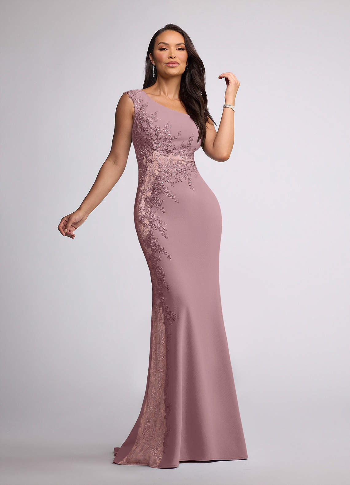 Azazie Juliane vestidos de madre de la novia Vestido de Rosa Polvorienta de Encaje de Sirena con Lentejuela image1