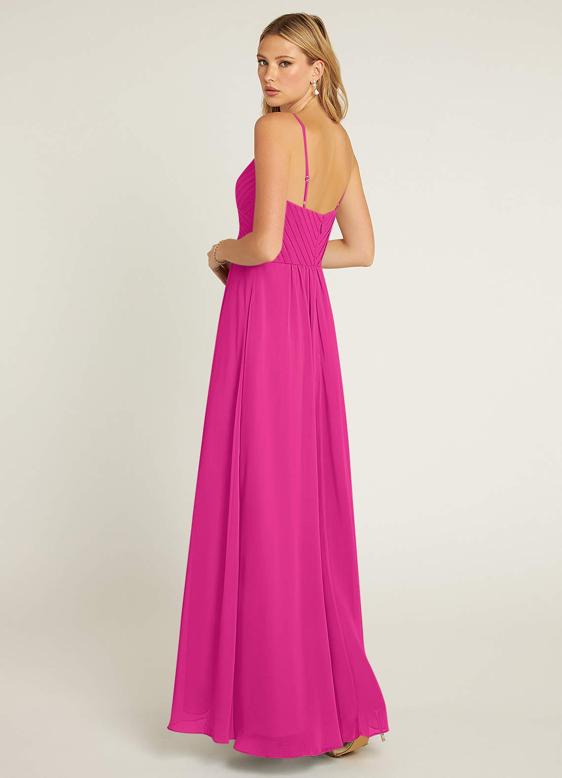 Azazie Shannon Bridesmaid Dresses A-Line Pleated Chiffon Floor-Length Dress image1