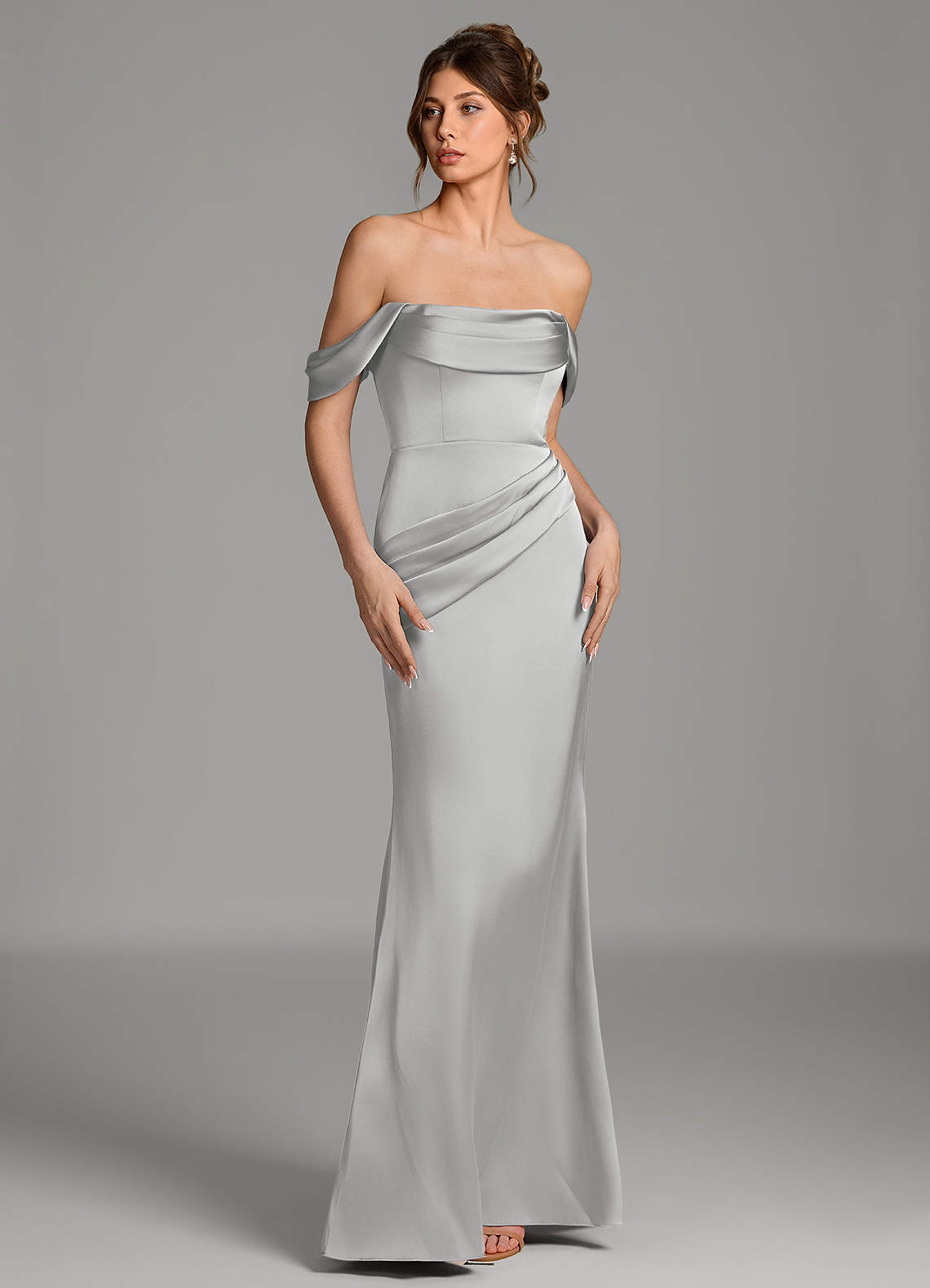 grey mermaid bridesmaid dress Azazie Alanis gray bridesmaid dresses