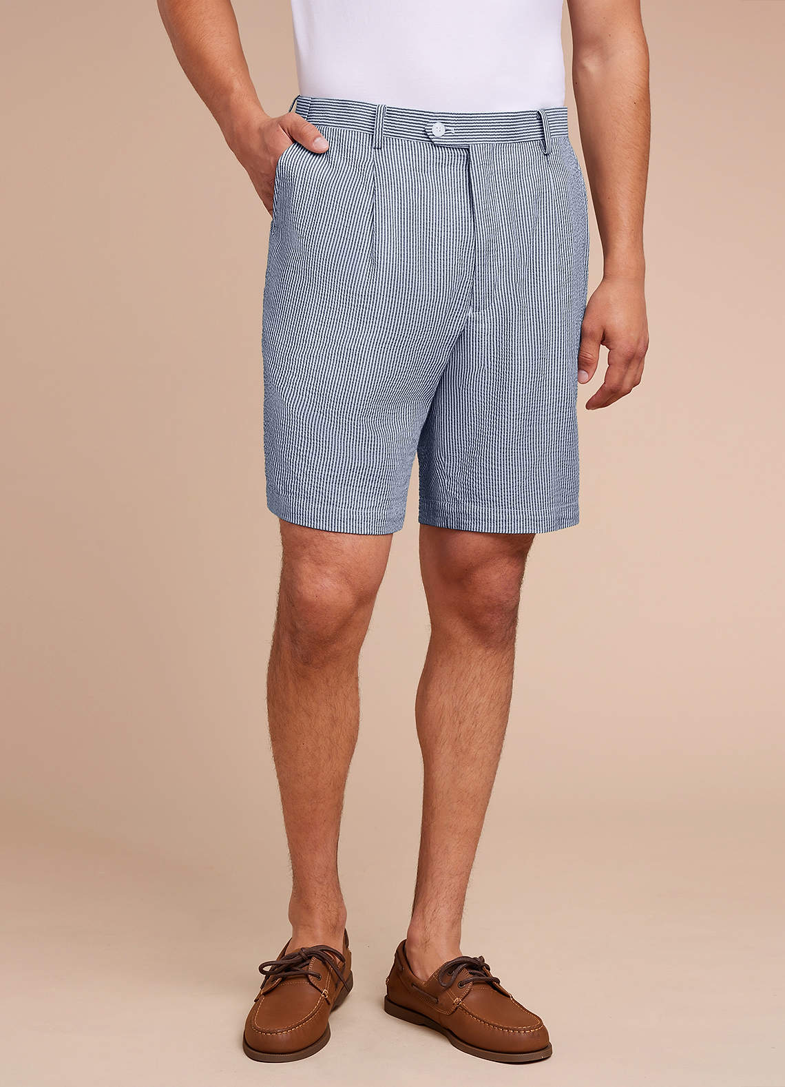 front Gavin Pantalones cortos de seersucker a rayas