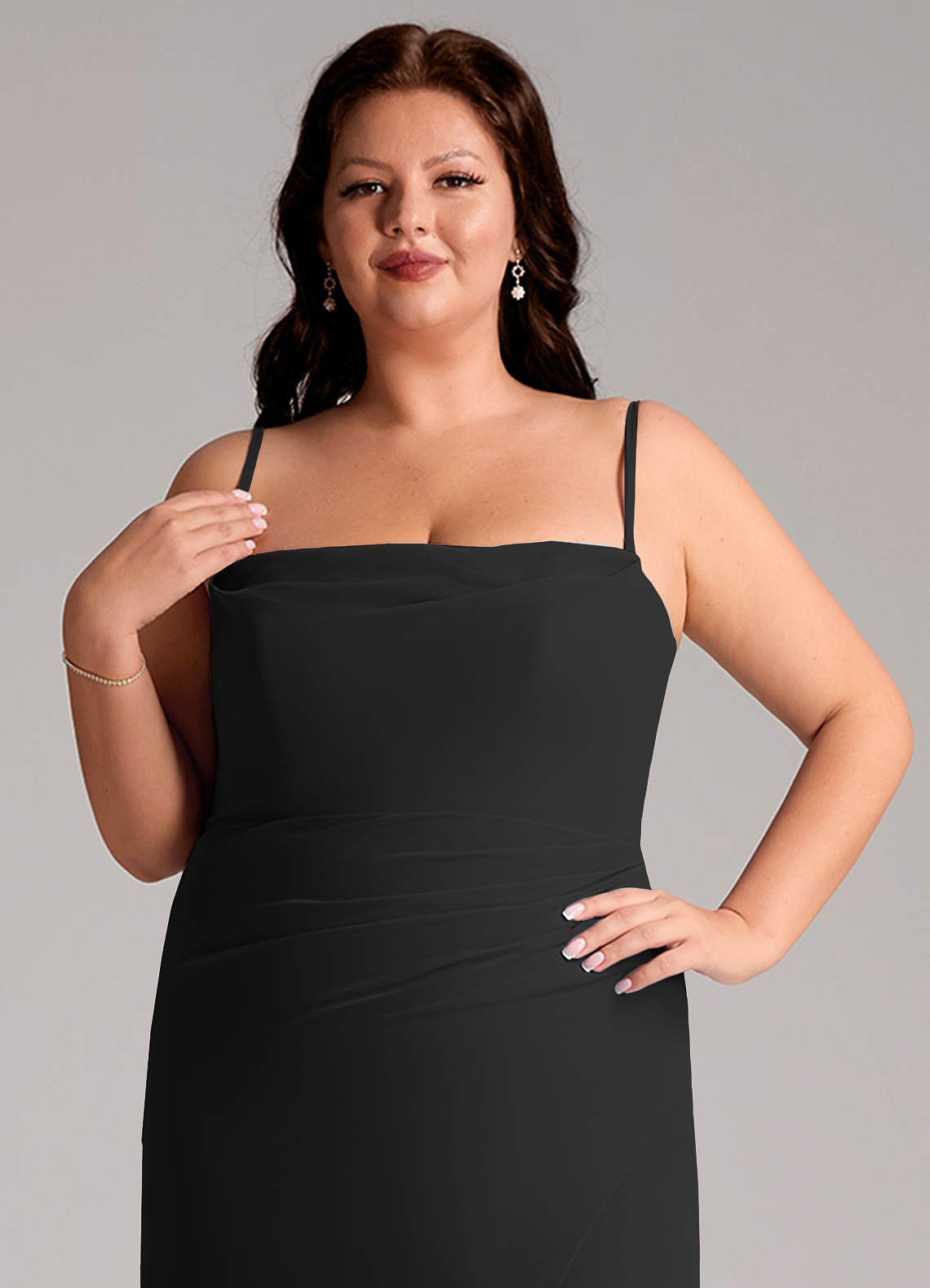 Azazie Leonis Bridesmaid Dresses Black Sheath Strapless Chiffon Convertible Dress image14