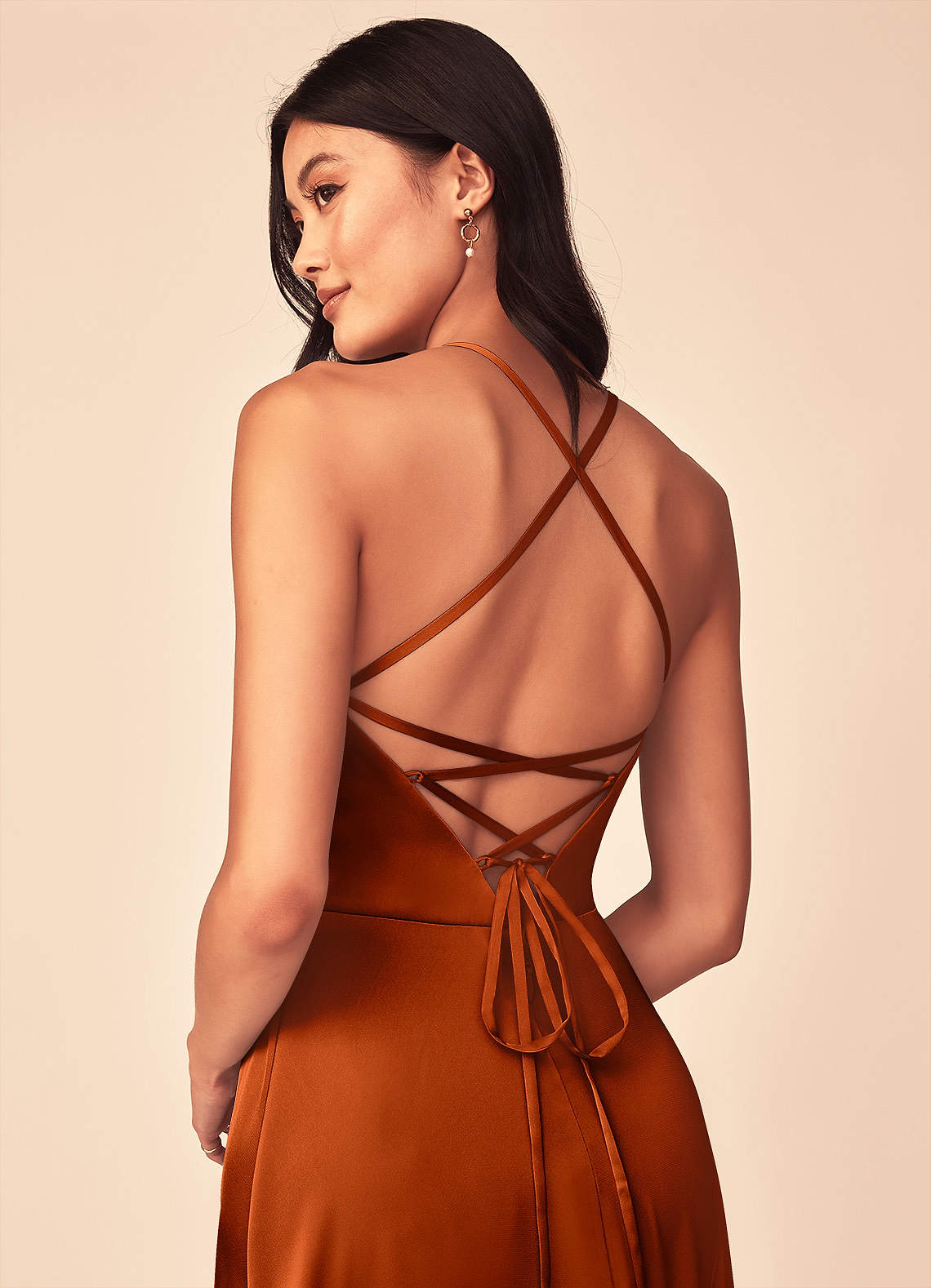 Azazie Mei Paprika Stretch Satin Bridesmaid Dresses | Azazie
