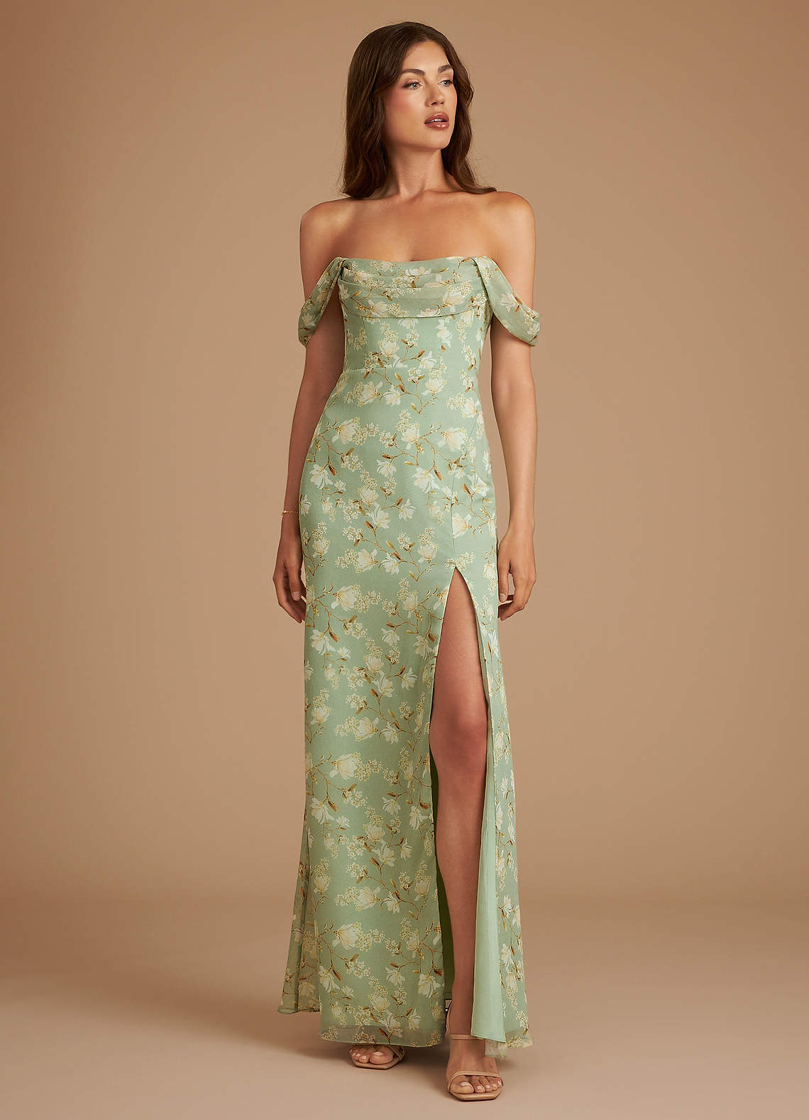 Azazie Saige Bridesmaid Dresses Agave Bloom Floral A-Line Off the Shoulder Bloom Convertible Dress image1