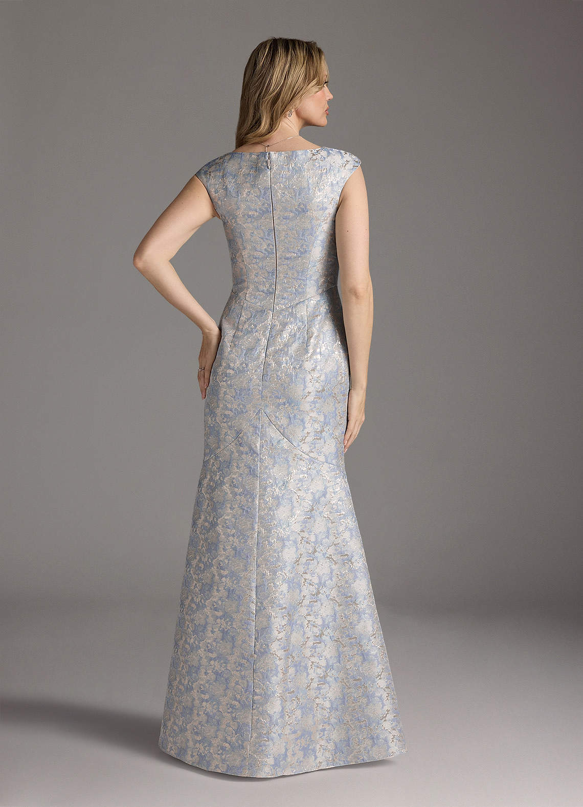 Azazie Elanor Dusty Blue Mermaid Pleated Jacquard 1 Dress | Azazie