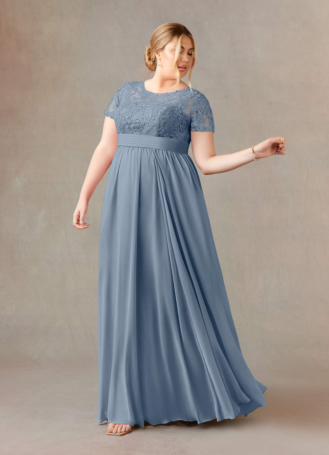 Azazie Annette Mother of the Bride Dresses Twilight A-Line Lace Chiffon Dress image8