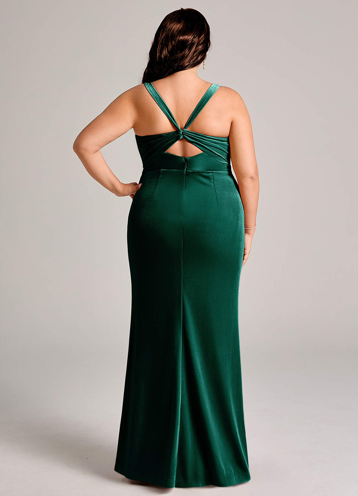 Azazie Mero Bridesmaid Dresses Emerald Mermaid Pleated Velvet Dress image12