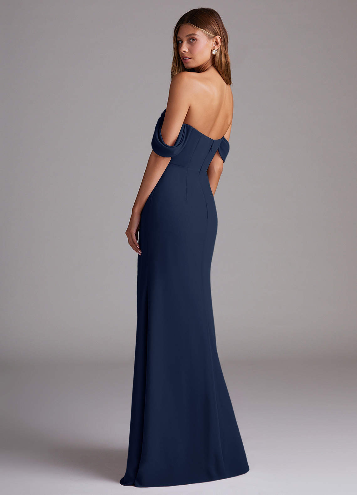 Azazie Saige Bridesmaid Dresses Dark Navy A-Line Off the Shoulder Chiffon Convertible Dress image7