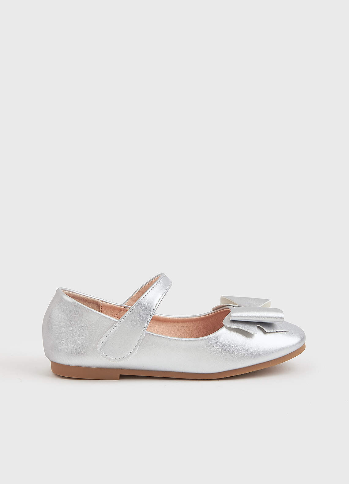 front Metallic Bow Girl's Flat Shoes