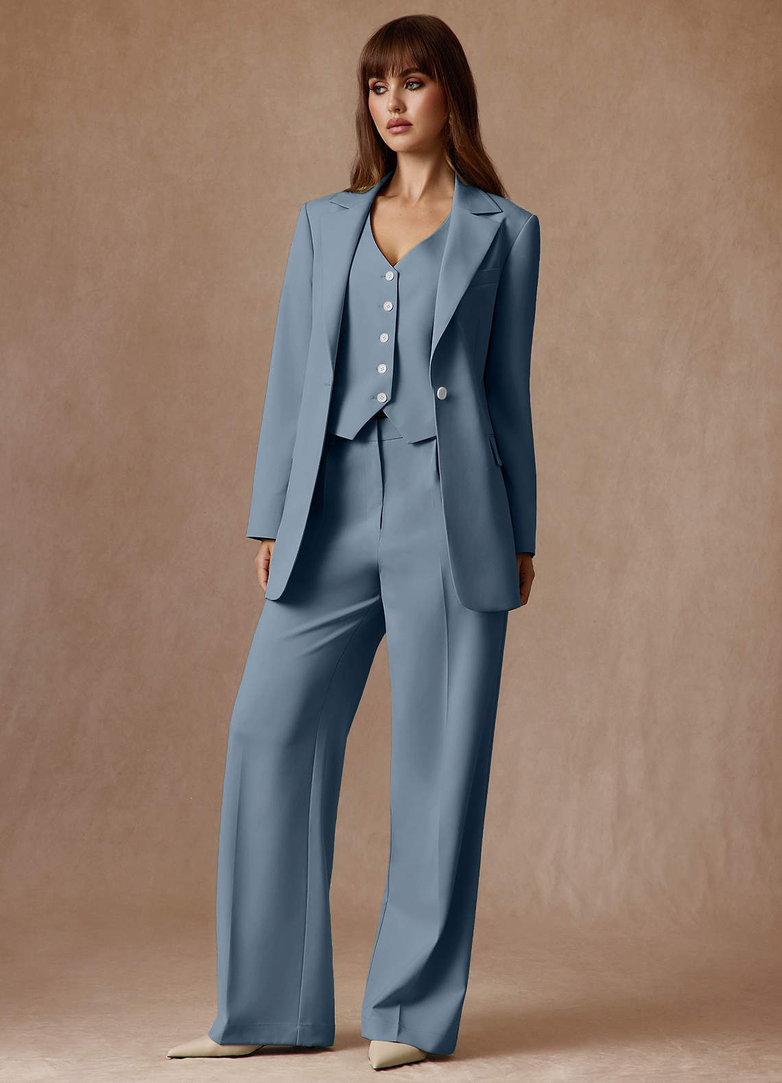 Rowan Dusty Blue Refined Weave Performance 3-Piece Suit | Azazie