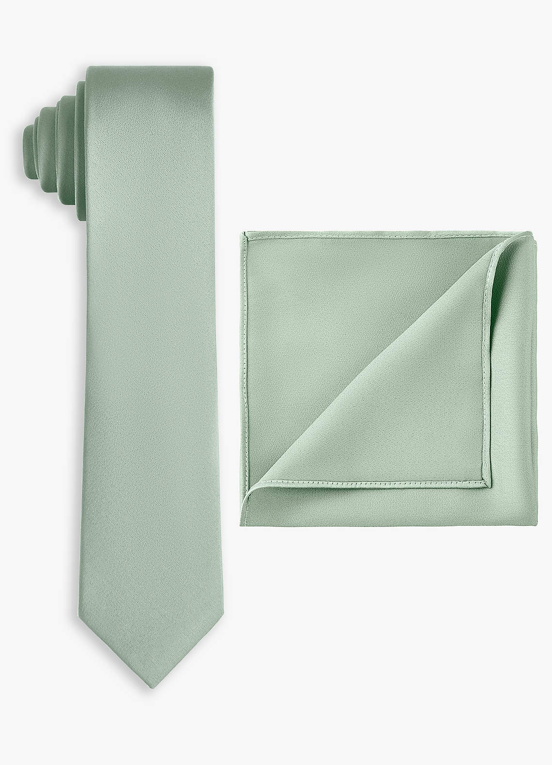 front Set med smal slips och näsduk i stretchig satin