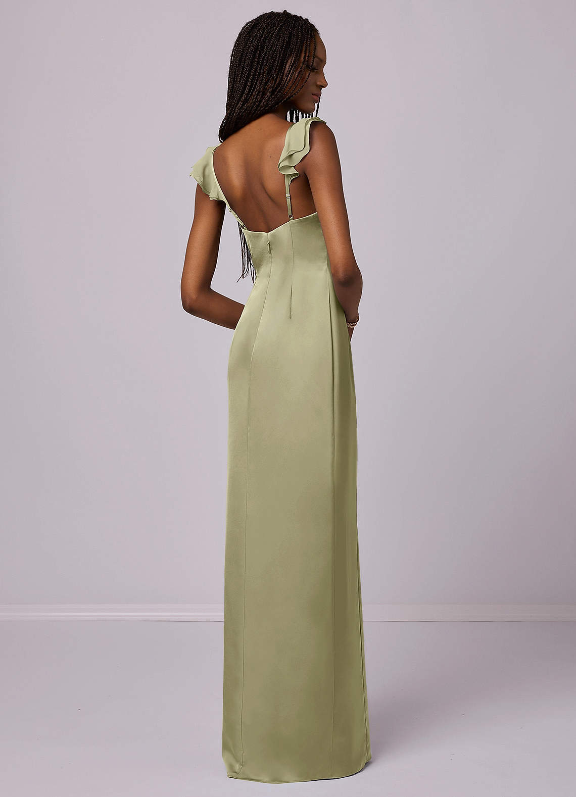 Barbie ♥ Azazie Vente Finale Robe Fourreau en Satin extensible Dusty Blue image1