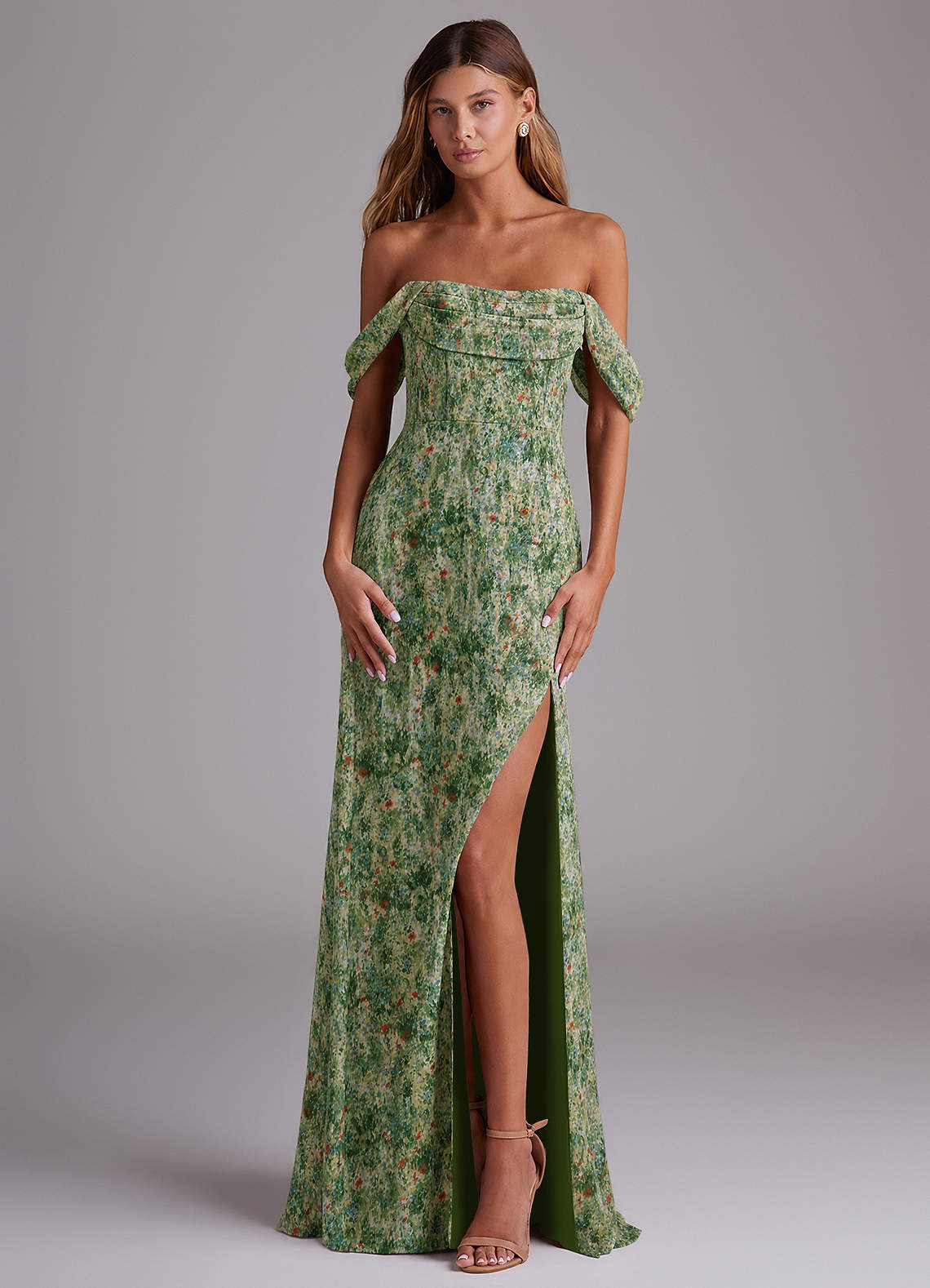 meadow green bridesmaid dresses Azazie Saige Serisse Women's Solid Color